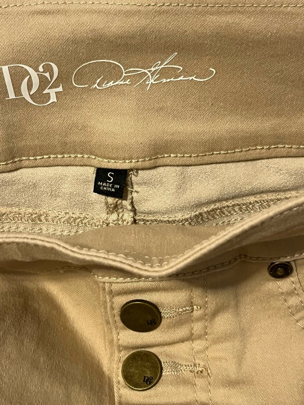 DG2 by Diane Gilman Khaki Stretch Button Fly Pants Size S